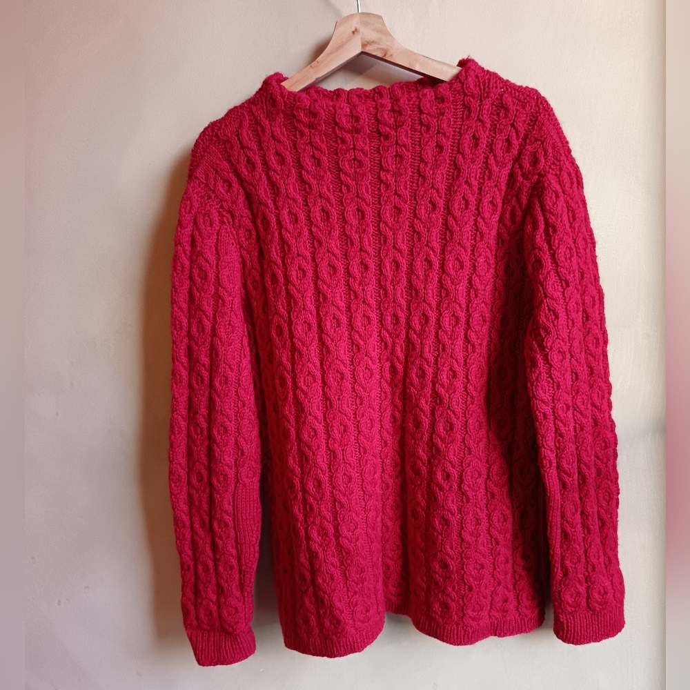 Handmade Red Cable Knit Sweater